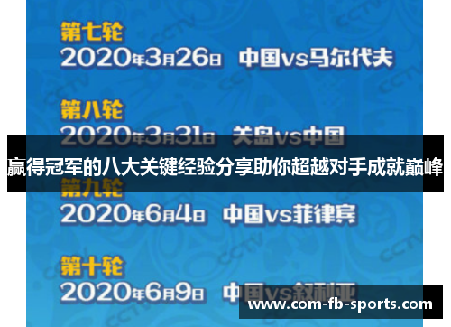 赢得冠军的八大关键经验分享助你超越对手成就巅峰